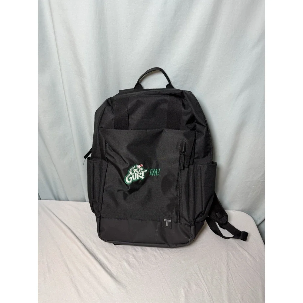 Go Gurt Em Black Backpack Food Yogurt Kids Advertising Leed's Traveling Bag